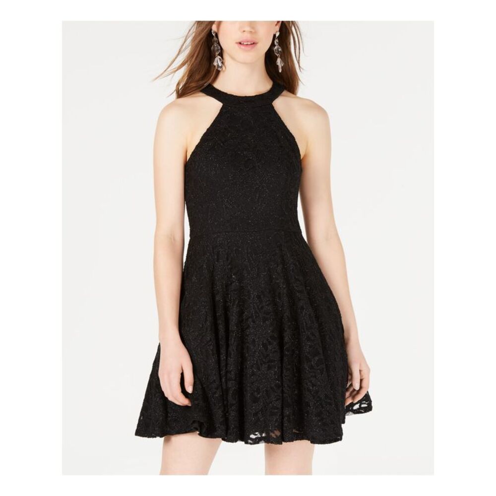 NWT B DARLIN Womens Fit + Flare Short Dress Black Sleeveless Party Juniors 5\6